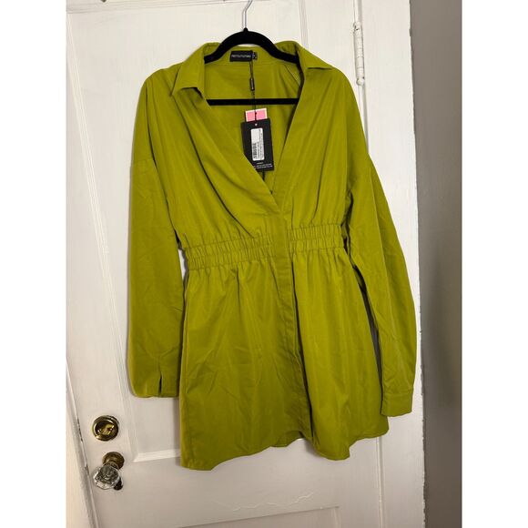 olive oversized ruched waist shirt dress Savanna Cotton Ruched Waist Shirt Dress In Olive K. A. Classics